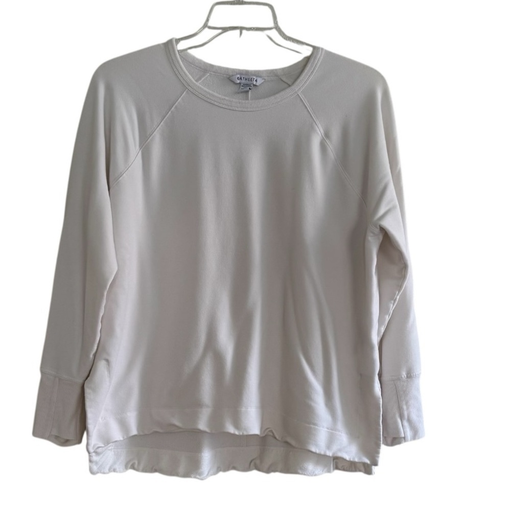Athleta Coaster Luxe Recover Sweatshirt Top Magnolia White Thumbhole Athletic 1X - Picture 4 of 13